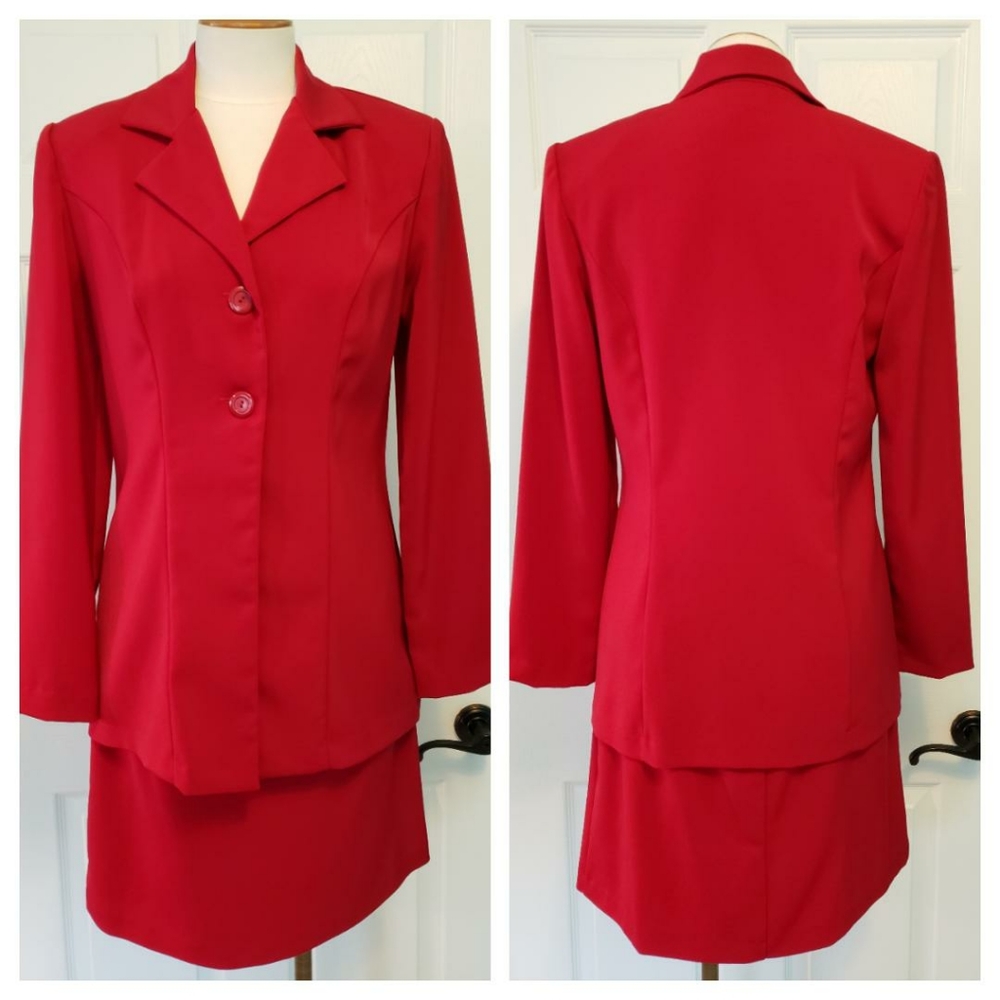 Red Suit Jacket and Skirt Set Vintage